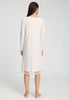 Back view of a women model wearing HA off white cotton L/SLV Nightdress 110cm