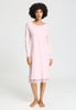 Front view of a women model wearing HA rose bath cotton L/SLV Nightdress 110cm