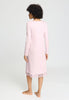 Back view of a women model wearing HA rose bath cotton L/SLV Nightdress 110cm