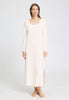 Front view of a women model wearing HA off white cotton L/SLV Nightdress 130cm