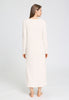 Back view of a women model wearing HA off white cotton L/SLV Nightdress 130cm