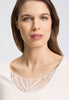 Close-up view of a women model wearing HA off white cotton L/SLV Nightdress 130cm