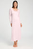 Front view of a women model wearing HA rose bath cotton L/SLV Nightdress 130cm