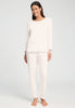 Front view of a women model wearing HA off white cotton L/SLV Pajama