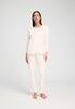 Full-body view of a women model wearing HA off white cotton L/SLV Pajama