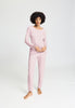 Full-body view of a women model wearing HA rose bath cotton L/SLV Pajama