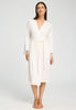 Front view of a women model wearing HA off white cotton Robe 115cm
