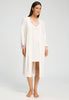 Full-body view of a women model wearing HA off white cotton Robe 115cm