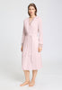 Full-body view of a women model wearing HA rose bath cotton Robe 115cm