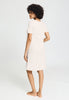 Back view of a women model wearing HA off white cotton S/SLV Nightdress 100cm