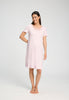 Front view of a women model wearing HA rose bath cotton S/SLV Nightdress 100cm