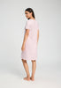 Back view of a women model wearing HA rose bath cotton S/SLV Nightdress 100cm