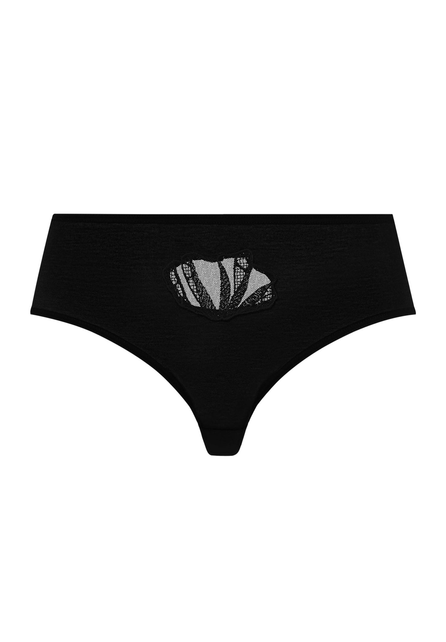 Front cutout view of HA black cotton Midi Briefs