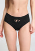 Front view of a women model wearing HA black cotton Midi Briefs