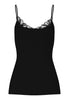 Back cutout view of HA black cotton Spaghetti Top