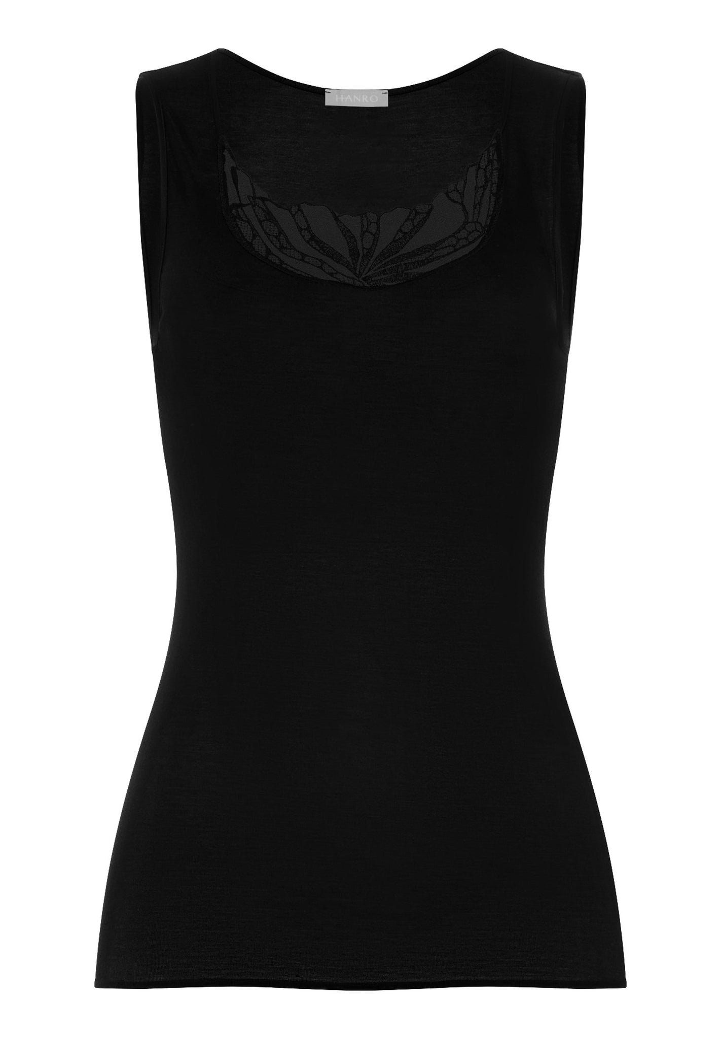 Front cutout view of HA black cotton Tank Top