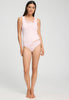 Full-body view of a women model wearing HA rose bath cotton Tank Top