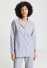 Front view of a women model wearing HA lilian stripes modal/viscose/tencel L/SLV Bigshirt