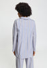 Back view of a women model wearing HA lilian stripes modal/viscose/tencel L/SLV Bigshirt