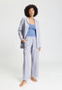 Full-body view of a women model wearing HA lilian stripes modal/viscose/tencel L/SLV Bigshirt