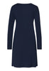 Back cutout view of HA deep navy modal/viscose/tencel L/SLV Nightdress 95cm