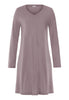 Front cutout view of HA stormy rose modal/viscose/tencel L/SLV Nightdress 95cm