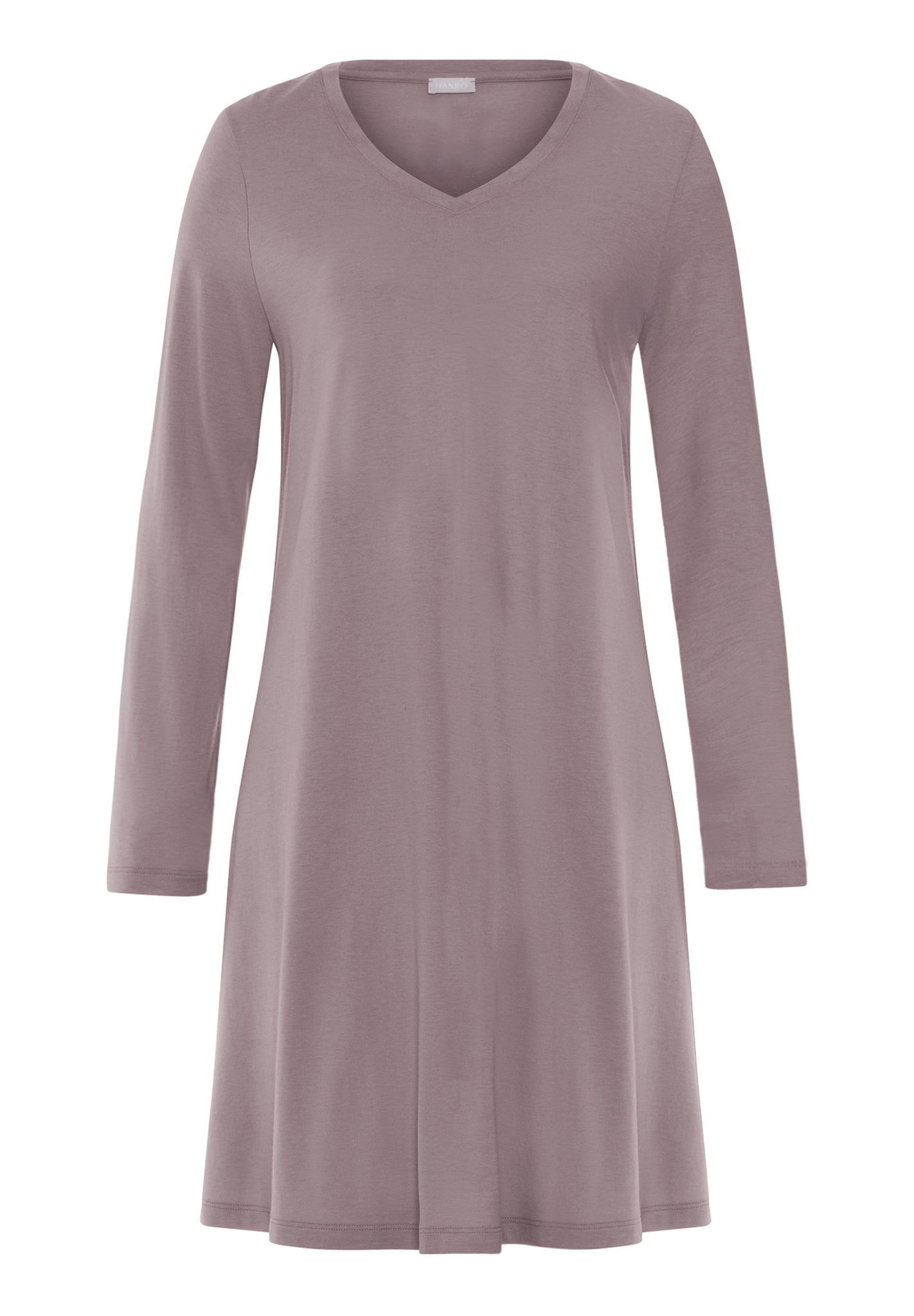 Front cutout view of HA stormy rose modal/viscose/tencel L/SLV Nightdress 95cm