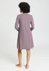 Back view of a women model wearing HA stormy rose modal/viscose/tencel L/SLV Nightdress 95cm