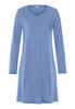 Front cutout view of HA bluebird modal/viscose/tencel L/SLV Nightdress 95cm