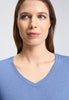 Close-up view of a women model wearing HA bluebird modal/viscose/tencel L/SLV Nightdress 95cm