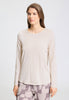 Front view of a women model wearing HA moonlight modal/viscose/tencel L/SLV Shirt