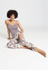 Full-body view of a women model wearing HA divided circles modal/viscose/tencel Long Pants