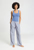 Full-body view of a women model wearing HA lilian stripes cotton Long Pants