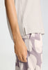 Close-up view of a women model wearing HA moonlight modal/viscose/tencel S/SLV Shirt