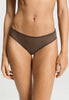 Front view of a women model wearing HA natural teak microfibre Mini Briefs