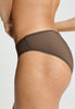 Close-up view of a women model wearing HA natural teak microfibre Mini Briefs