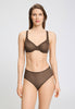 Front view of a women model wearing HA natural teak microfibre U/wire Bra