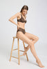 Full-body view of a women model wearing HA natural teak microfibre U/wire Bra