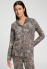 Front view of a women model wearing HA calm systems modal/viscose/tencel L/SLV Shirt