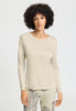 Front view of a women model wearing HA creamy silk modal/viscose/tencel L/SLV Shirt