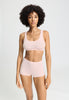 Front view of a women model wearing HA rosewater microfibre Crop Top