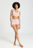 Full-body view of a women model wearing HA rosewater microfibre Crop Top