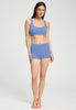 Full-body view of a women model wearing HA bluebird microfibre Crop Top
