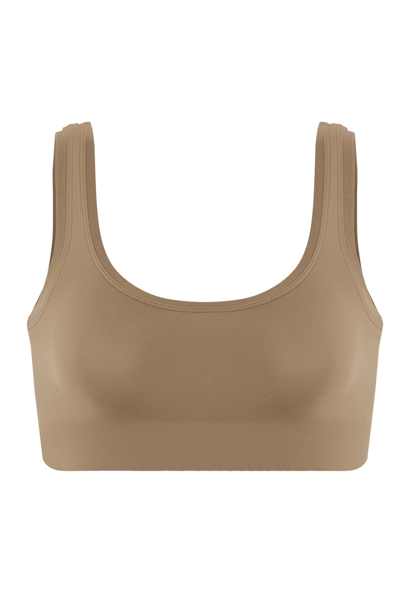 Front cutout view of HA suede camel microfibre Crop Top