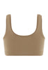 Back cutout view of HA suede camel microfibre Crop Top