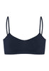 Front cutout view of HA deep navy microfibre Crop Top