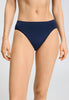 Front view of a women model wearing HA deep navy microfibre Midi Briefs