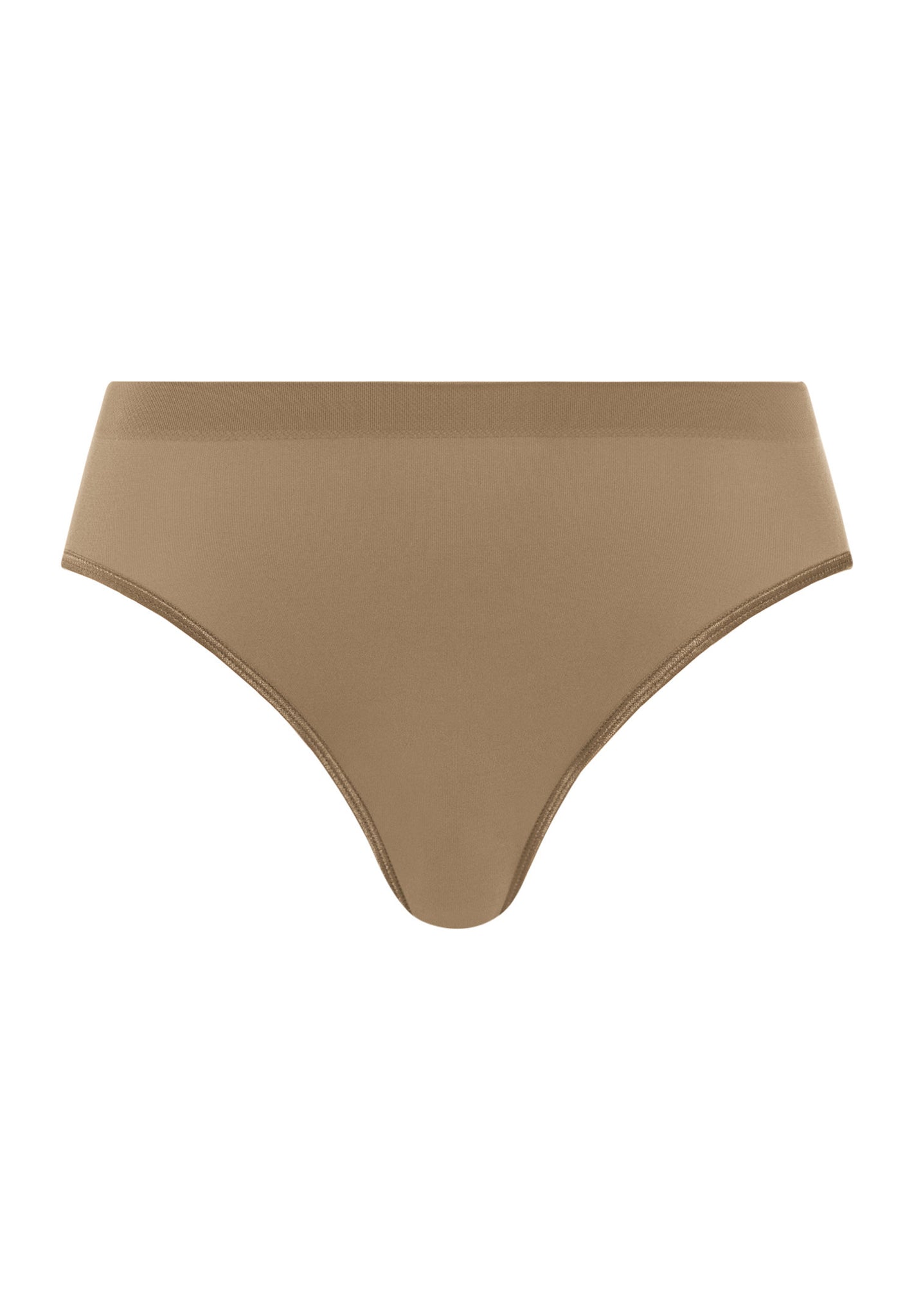 Front cutout view of HA suede camel microfibre Midi Briefs