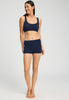 Full-body view of a women model wearing HA deep navy microfibre Panty