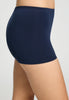 Close-up view of a women model wearing HA deep navy microfibre Panty